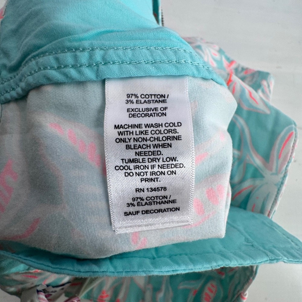 Vineyard Vines Womens Aqua Floral Chino Shorts Pink Cay Teal Size 8 NWT Tropical - Picture 5 of 7